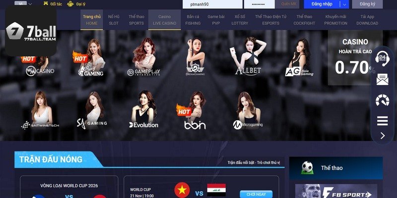 Đa dạng phòng chơi tại live casino